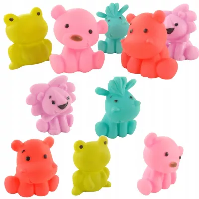 Gumowe zabawki do kąpieli – kolorowe zwierzątka z piszczałką dla dzieci