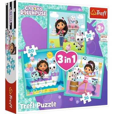 Puzzle Koci Domek Gabi 3w1 Trefl 34871 – 3 układanki w 1 zestawie, edukacyjna zabawa i rozwój dziecka