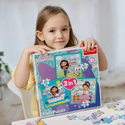 Puzzle Koci Domek Gabi 3w1 Trefl 34871 – 3 układanki w 1 zestawie, edukacyjna zabawa i rozwój dziecka