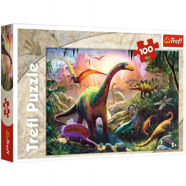 Puzzle dinozaury 100 el. – układanka edukacyjna Świat Dinozaurów Trefl 16277