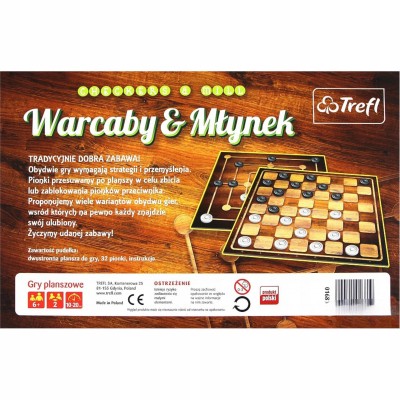 Warcaby i Młynek – rodzinne gry planszowe 2w1 Trefl 01681