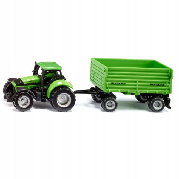 Metalowy traktor z przyczepą 2-osiową – realistyczny model rolniczy do zabawy i kolekcji – Siku S1606