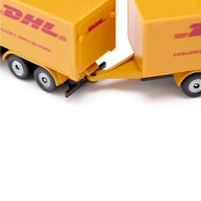 Ciężarówka DHL z przyczepą – metalowy model kurierski Siku S1694 Ciężarówka DHL z przyczepą – metalowy model kurierski Siku S1694