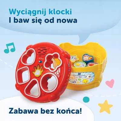 Bębenek edukacyjny VTech Bam Bam – sorter kształtów, dźwięki, światło, język polski 60670