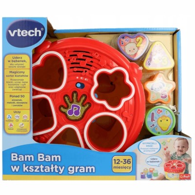 Bębenek edukacyjny VTech Bam Bam – sorter kształtów, dźwięki, światło, język polski 60670