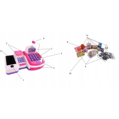 Duży zestaw kasa fiskalna dla dzieci – edukacyjna, sensoryczny czytnik, kalkulator LCD