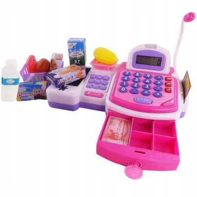 Duży zestaw kasa fiskalna dla dzieci – edukacyjna, sensoryczny czytnik, kalkulator LCD