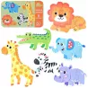 Moje pierwsze puzzle zwierzęta safari – 25 elementów, 6 układanek w puszce