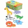 Moje pierwsze puzzle zwierzęta safari – 25 elementów, 6 układanek w puszce