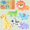 Moje pierwsze puzzle zwierzęta safari – 25 elementów, 6 układanek w puszce