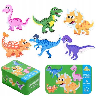 Puzzle Dinozaury 27 elementów – duże, grube puzzle w puszce dla dzieci