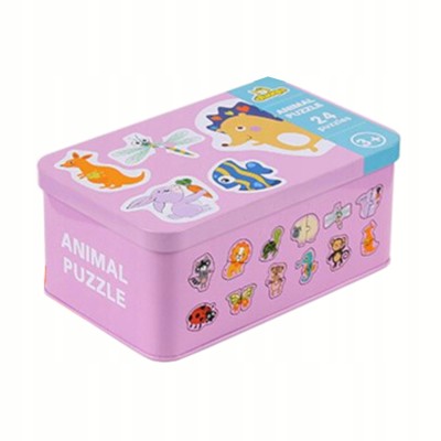 Puzzle zwierzątka dla dzieci – 48 el., 24 układanki w metalowej puszce