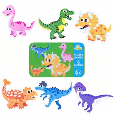Puzzle Dinozaury 27 elementów – duże, grube puzzle w puszce dla dzieci