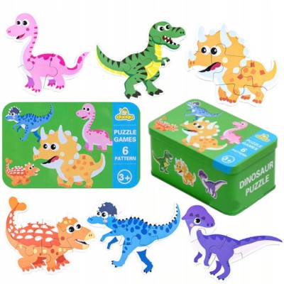 Puzzle Dinozaury 27 elementów – duże, grube puzzle w puszce dla dzieci
