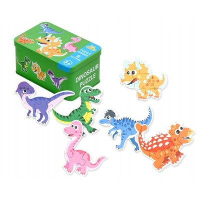 Puzzle Dinozaury 27 elementów – duże, grube puzzle w puszce dla dzieci