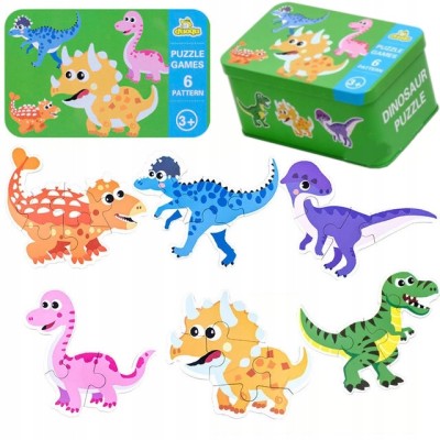 Puzzle Dinozaury 27 elementów – duże, grube puzzle w puszce dla dzieci