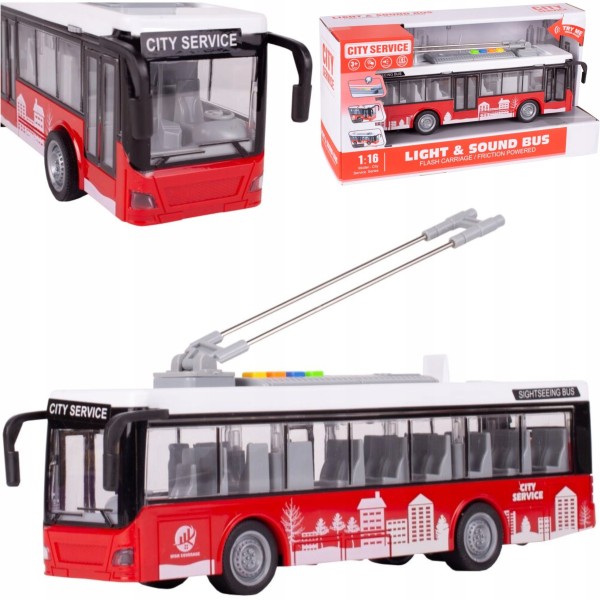 Duży Trolejbus Miejski dla Dzieci z Dźwiękami, Światłami i Otwartymi Drzwiami