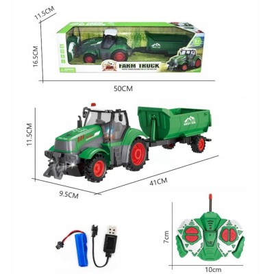 Zdalnie Sterowany Traktor z Przyczepą 9877-14 – Realistyczna Zabawka dla Dzieci