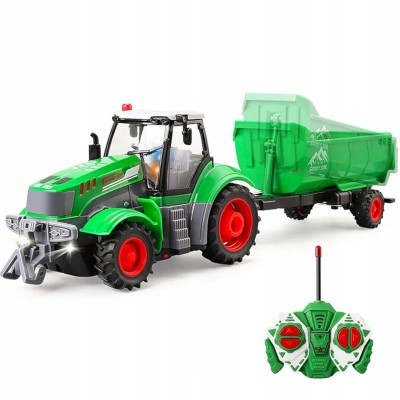 Zdalnie Sterowany Traktor z Przyczepą 9877-14 – Realistyczna Zabawka dla Dzieci