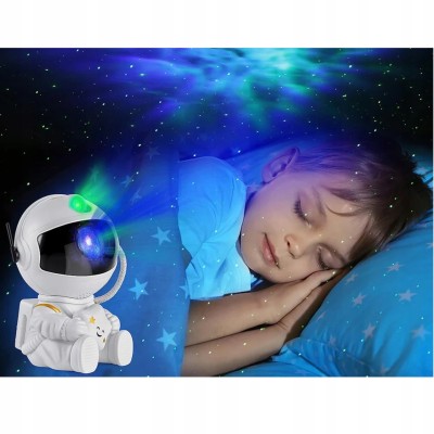 Projektor Gwiazd Astronauta – Lampka Nocna LED z Pilotem dla Dzieci i Dorosłych