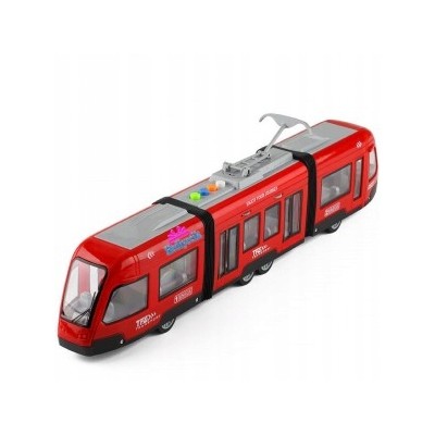 Duży tramwaj zabawkowy dla dzieci – dźwięki, światła, drzwi