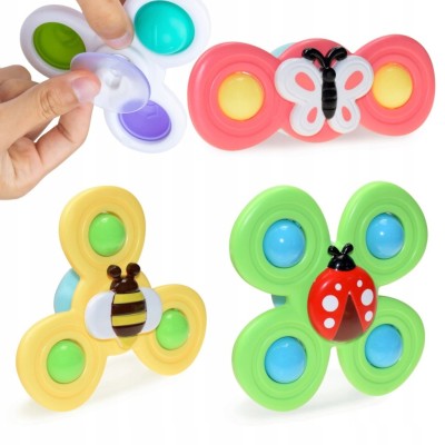 Zestaw sensoryczny Top Spinner z grzechotką i przyssawkami - zabawa i skupienie dla niemowląt Zestaw sensoryczny Top Spinner z grzechotką i przyssawkami - zabawa i skupienie dla niemowląt