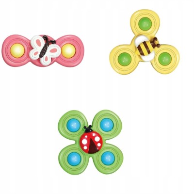 Zestaw sensoryczny Top Spinner z grzechotką i przyssawkami - zabawa i skupienie dla niemowląt Zestaw sensoryczny Top Spinner z grzechotką i przyssawkami - zabawa i skupienie dla niemowląt