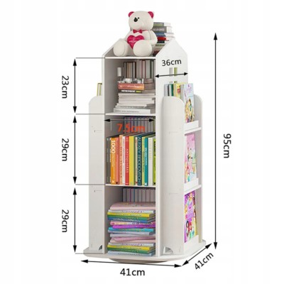 REGAŁ NA KSIĄŻKI OBROTOWY PÓŁKA DOMEK ORGANIZER POKÓJ DZIECIĘCY BIAŁY WF