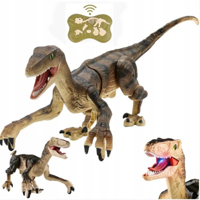 Zdalnie sterowany dinozaur Velociraptor z pilotem i dźwiękiem