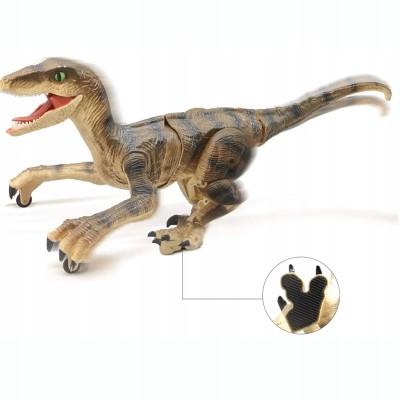 Zdalnie sterowany dinozaur Velociraptor z pilotem i dźwiękiem