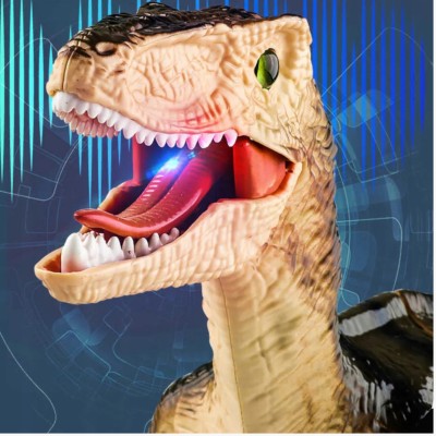 Zdalnie sterowany dinozaur Velociraptor z pilotem i dźwiękiem