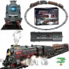 Elektryczna kolejka z parą i dźwiękiem - lokomotywa retro z torami i wagonami