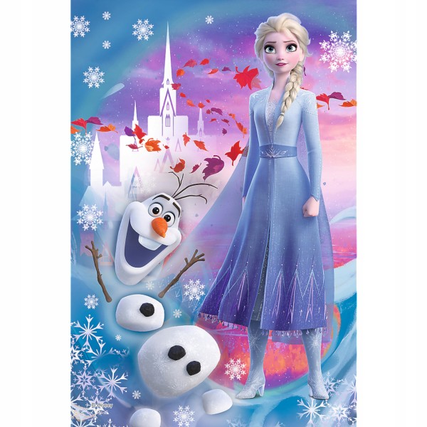 Puzzle 54 mini Frozen Kraina Lodu Elsa i Olaf 54 elementy edukacyjne układanki dla dzieci Trefl 19640