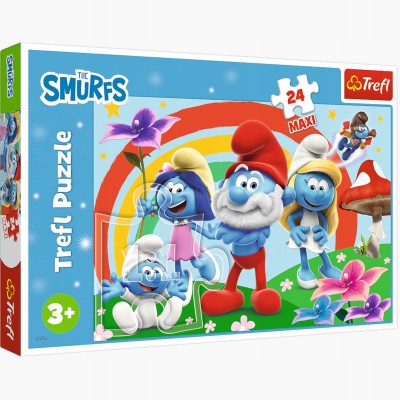 Puzzle Smerfny dzień 24 el. Maxi – zabawa i nauka dla dzieci | Trefl 14374