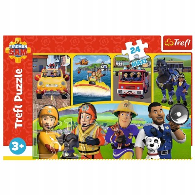 Puzzle 24 MAXI Strażak Sam i przyjaciele – 24 Duże Elementy dla Dzieci 3+ | Trefl