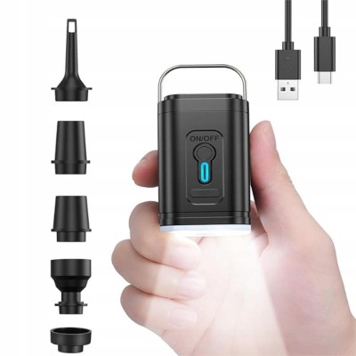Mini Pompka Elektryczna 3w1 z Lampą i Funkcją Odsysania – Kemping, Podróże, Worki Próżniowe