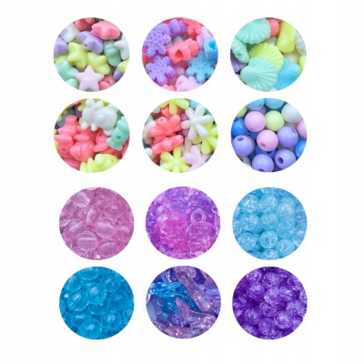 Zestaw koralików w walizce dla dzieci – biżuteria DIY, żyłka, nożyczki, zawieszki