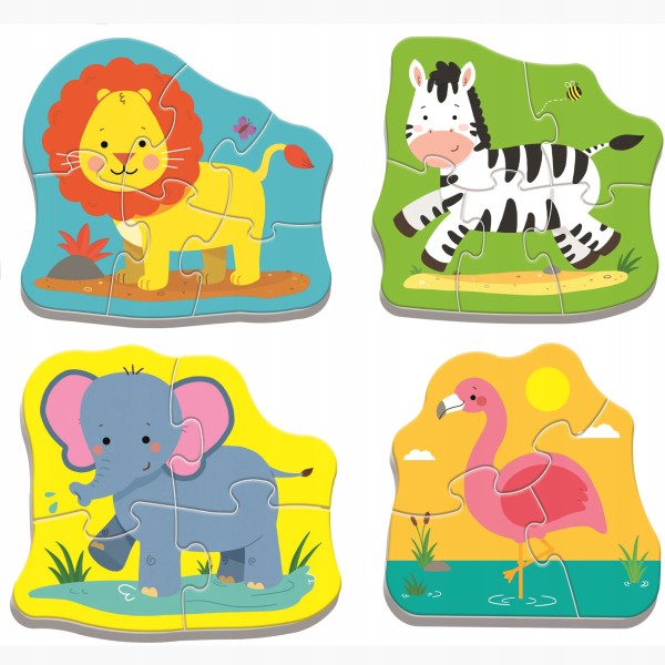 Puzzle edukacyjne Zwierzątka Safari dla maluchów 2+ – rozwój przez zabawę, liczenie i poznawanie zwierząt | Trefl 36073