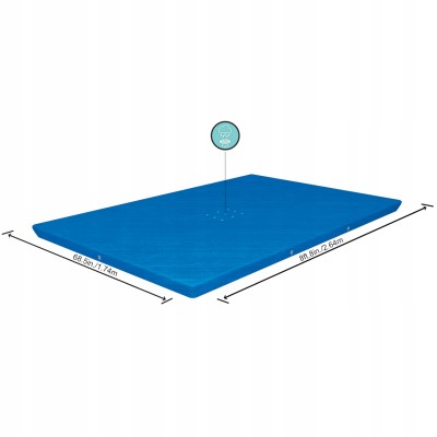 Przykrycie na basen stelażowy Bestway 264x174 cm – trwała plandeka z linkami i odpływem