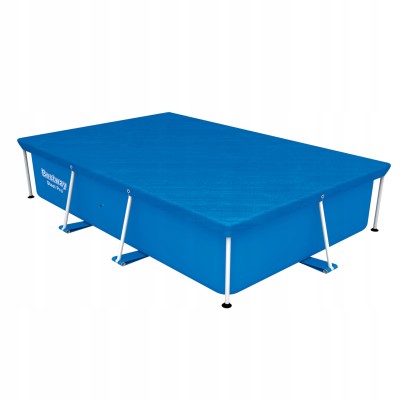 Przykrycie na basen stelażowy Bestway 264x174 cm – trwała plandeka z linkami i odpływem