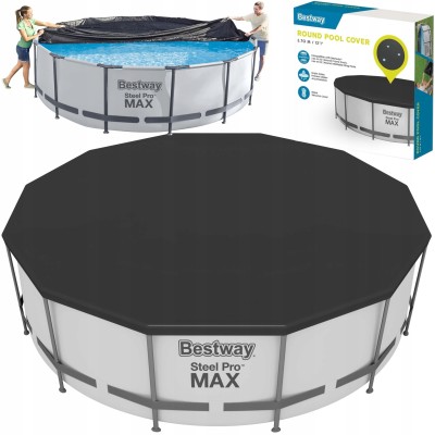 przykrycie na basen stelażowy 366–370 cm bestway – plandeka z linkami 58037 przykrycie na basen stelażowy 366–370 cm bestway – plandeka z linkami 58037