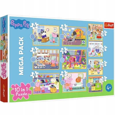 Puzzle Trefl 10w1 Świnka Peppa – kolorowe i edukacyjne układanki dla dzieci 4+ | Trefl 90383